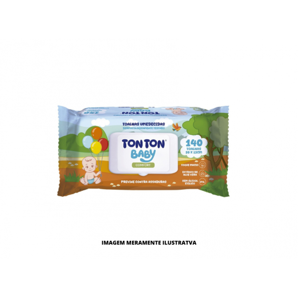 TOALHA UMEDECIDA - TON TON - 20cmX13cm BABY COMFORT 140UN
